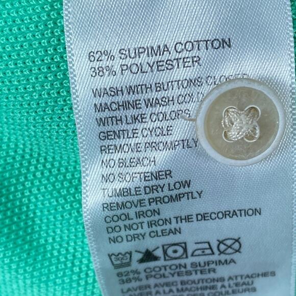 Tommy Bahama Mens Shirt Green Polo Short Sleeve Pima Cotton Medium - Picture 7 of 12
